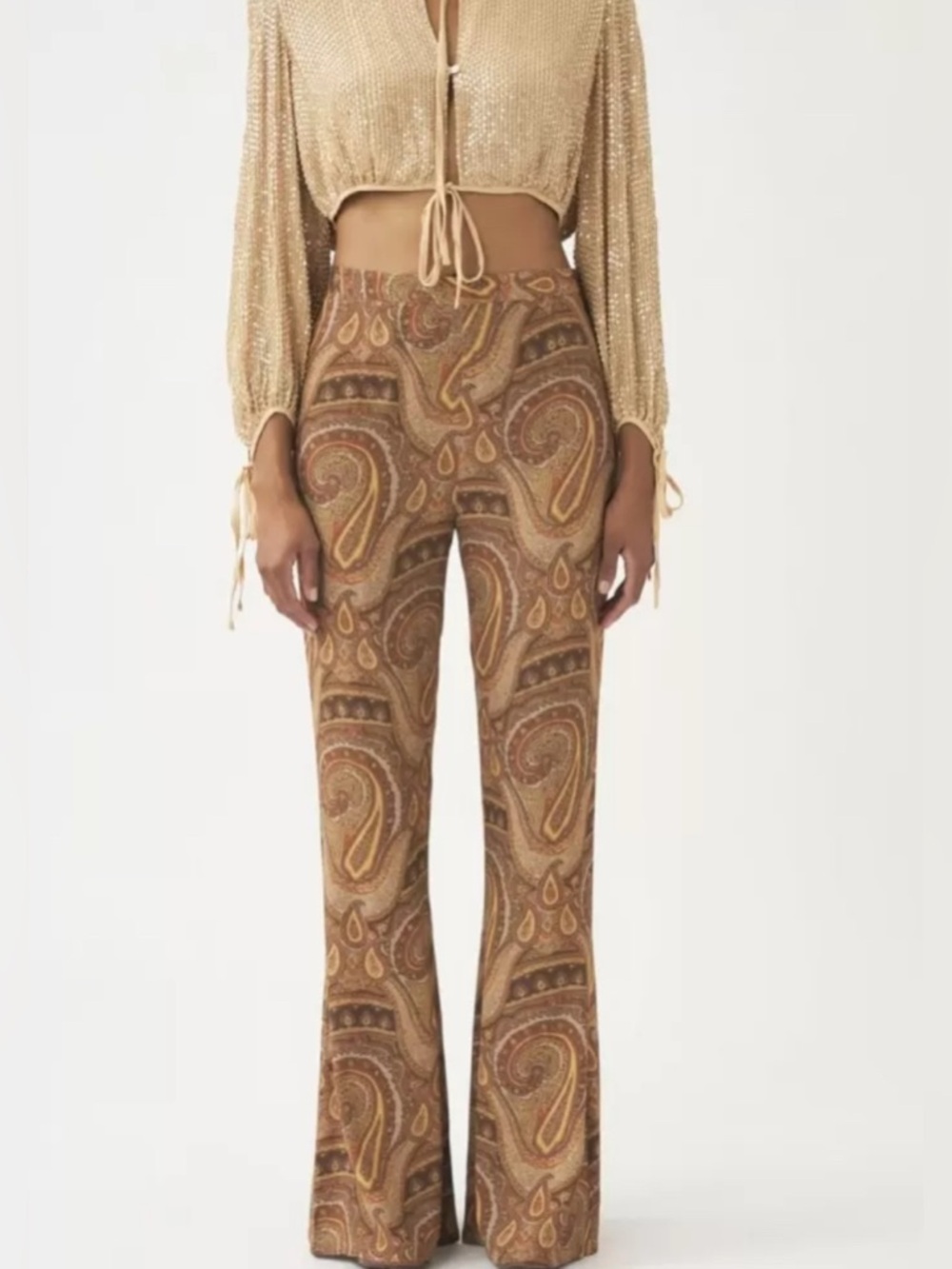 Antik Batik Anthropologie Orange Paisley Boho Hippie Festival Flare Pants Small